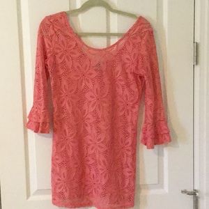 J Valdi coral eyelet swimsuit coverup.